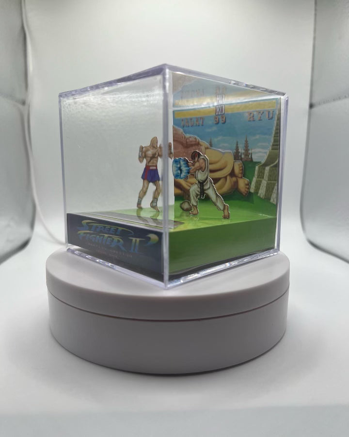 Street Fighter II Cubic Diorama| Video game diorama | Street Fighter Cube | Street Fighter 2 | Street Fighter II Cube | Street Fighter 2 Cube Diorama | Street Fighter 2 Shadow Cube | Cube Shadow Box | Street Fighter 3d Cube |