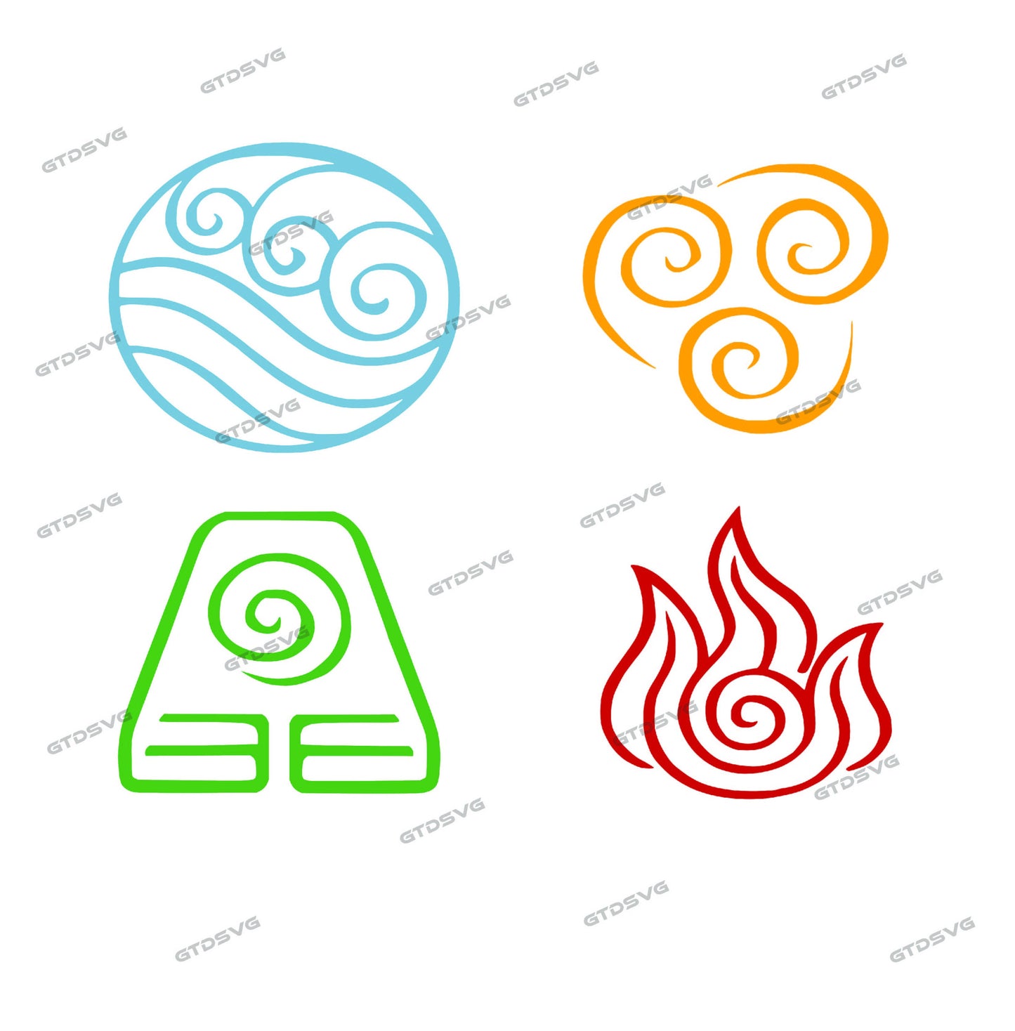 Avatar The Last Airbender Svg, Avatar Symbols SVG/PNG for Cricut, Svg, Dxf, Avatar, Cricut file, Avatar Elements svg, 4 files,